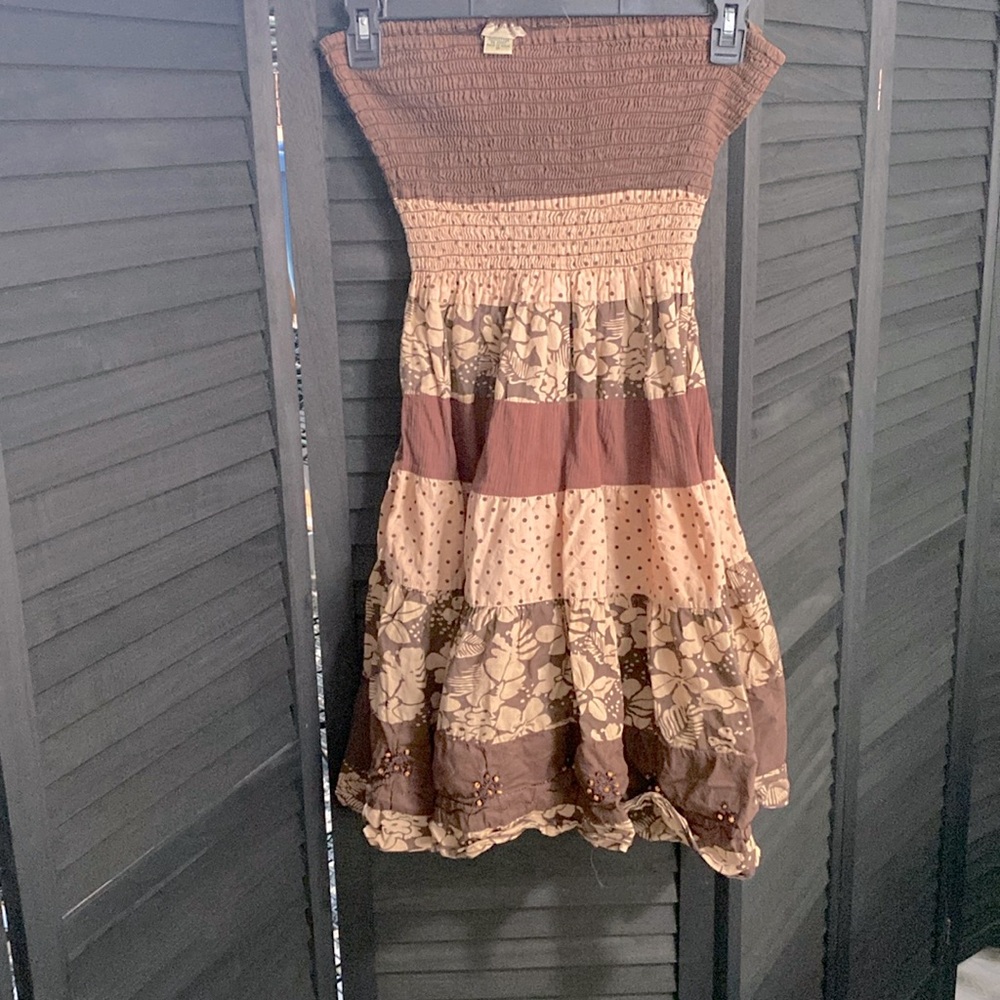 NANCY K• Size M• Brown Bohemian Tube Mini Dress